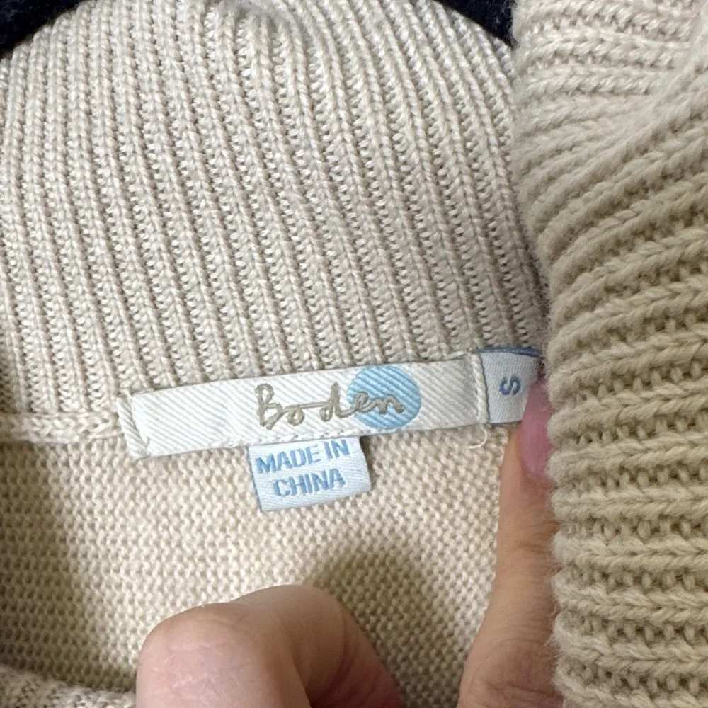 Boden 100% Wool Cowl Neck Tunic Sweater Beige Oversized Small Quiet Luxury